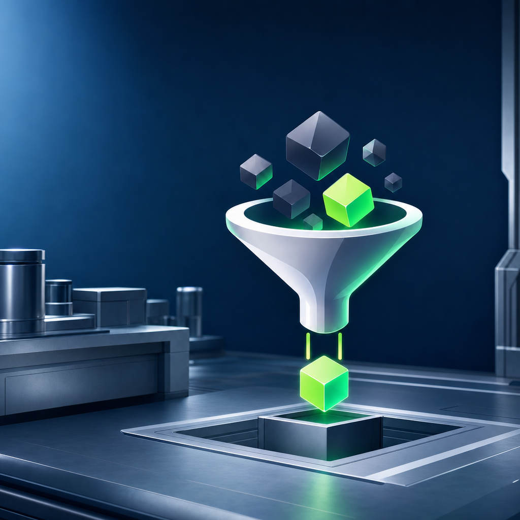Latch in a lab, dropping one clean cube into a floor slot